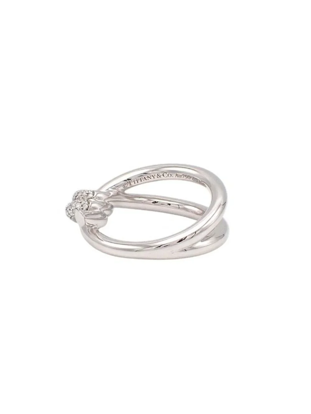 Tiffany & Co Knot Double Row Ring White Gold Diamond